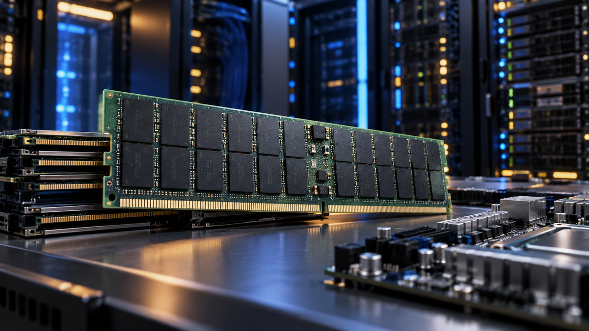 Módulo DDR5 de alta densidade em ambiente de data center