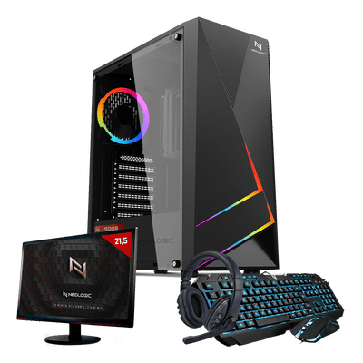KIT - Pc Gamer Intel i3 10100F 8GB (GT 1030) SSD 240GB 500W 80 Plus + Monitor 21,5, Neologic - NLI83575