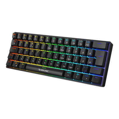 Teclado Gamer Mecânico Neologic Precision Pro Dark, 60%, RGB, Hot Swap, 61 Teclas, Switch Red, Cabo Tipo C, PRODRK-RED