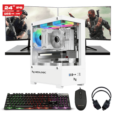 Pc Streamer Ryzen 5 5500, 16GB 3200Mhz, RX 6600 8GB, A520M, SSD 480GB, 600W, 3 Fans, Monitor 24" 165Hz, Kit 4x1 – Neolog