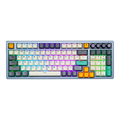 Teclado Gamer Mecânico Skyloong GK980 Ti Grey Aluminun, Switch KTT Brown, 3 Modos, RGB, Hot Swap, 4000mAh, Prata