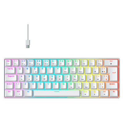 Teclado Gamer Mecanico Hyrax Thunder Hck61, Abnt2, Branco, Switch Vermelho - HCK61W-RED-RGB