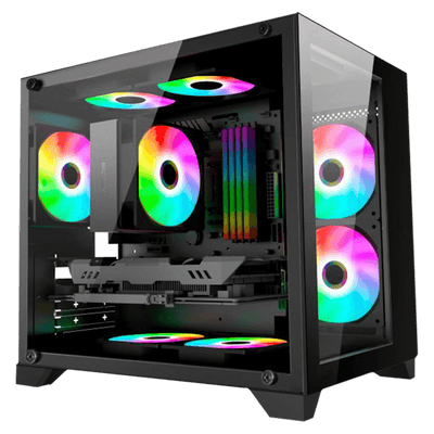 Gabinete Gamer K-mex Aquário CG-01AD, Space Z, Lateral de Vidro, Micro ATX, Mid-Tower, Sem Fans, Preto, CG01ADRH001CB0X