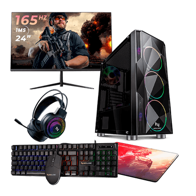 Pc Gamer Completo Intel I5-12400F 16GB 3200MHZ (RTX 3050 6GB) SSD 480GB, 600w 80 Plus, Monitor 24 165HZ 1MS - NLI87259