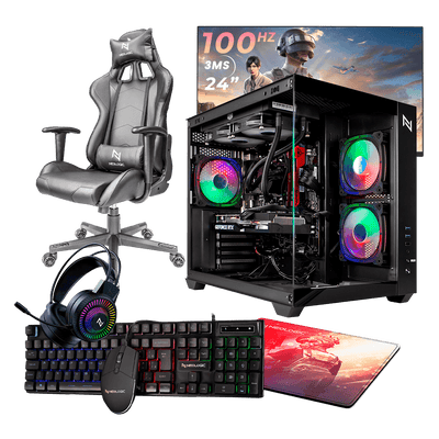 Pc Gamer Completo Ryzen 5 5600GT, 16GB 3200Mhz (Radeon Vega 7), SSD 480GB, 500W, Monitor 24" 100Hz, Cadeira - NLI87595