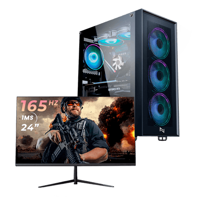 Pc Gamer Completo Black Myth High Ryzen 7 5700, 16GB 3200Mhz, (RTX 4060), SSD 480GB, 600W, Monitor 24 165Hz, NLI87911