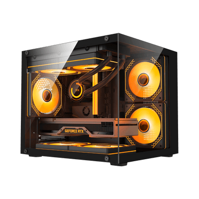 Gabinete Gamer Duex Aquário, M-ATX, Lateral e Frontal de Vidro, Preto, 3x Fans ARGB - DXGA325BK