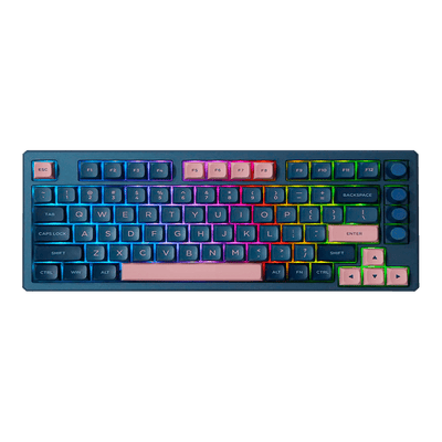 Teclado Gamer Mecânico Skyloong GK75 Blue Pink Aluminun, Switch Silver, 3 Modos, RGB, Hot Swap, 4000mah, Layout ANSI