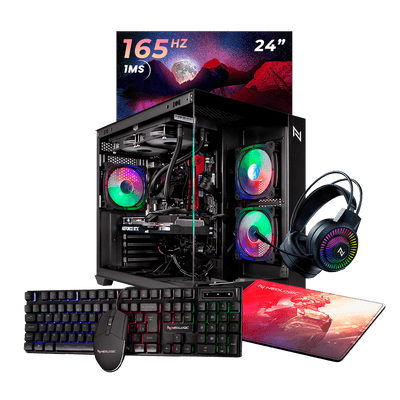 Pc Gamer Completo Intel i5-12400F 16GB 3200MHZ (RTX 3050 6GB) SSD 480GB, 600w 80 Plus, Monitor 24 165HZ 1MS, Neologic Aq