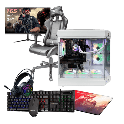 Pc Gamer Completo Ryzen 5 5500, 16GB 3200Mhz, (RTX 4060 8GB), SSD 480GB, 600w, Monitor 24 165hz, Cadeira - NLI88048