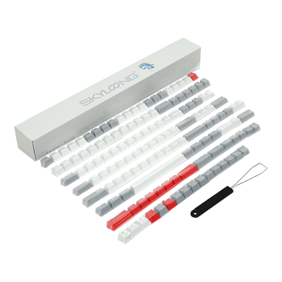 Kit de Keycaps Skyloong, Double Shotting Pbt, Light Grey-white-red