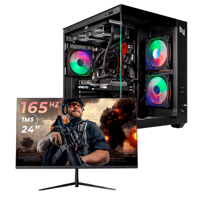 Pc Gamer Completo Black Myth High Ryzen 7 5700, 16GB 3200Mhz, (RTX 4060), SSD 1TB, 600W, Monitor 24 165Hz, NLI87920