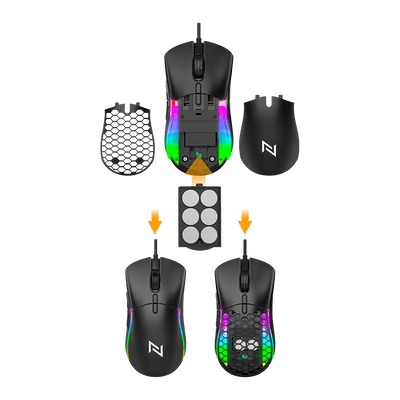 Mouse Gamer Neologic Custom, RGB, 12000 DPI, Shape Extra, Ajuste de Peso, Preto - CTM-12DPI